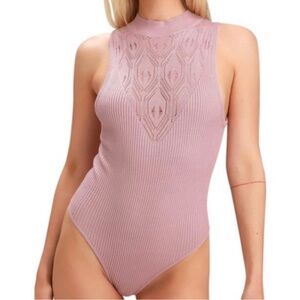 Free People Light Pink Sleeveless Bodysuit